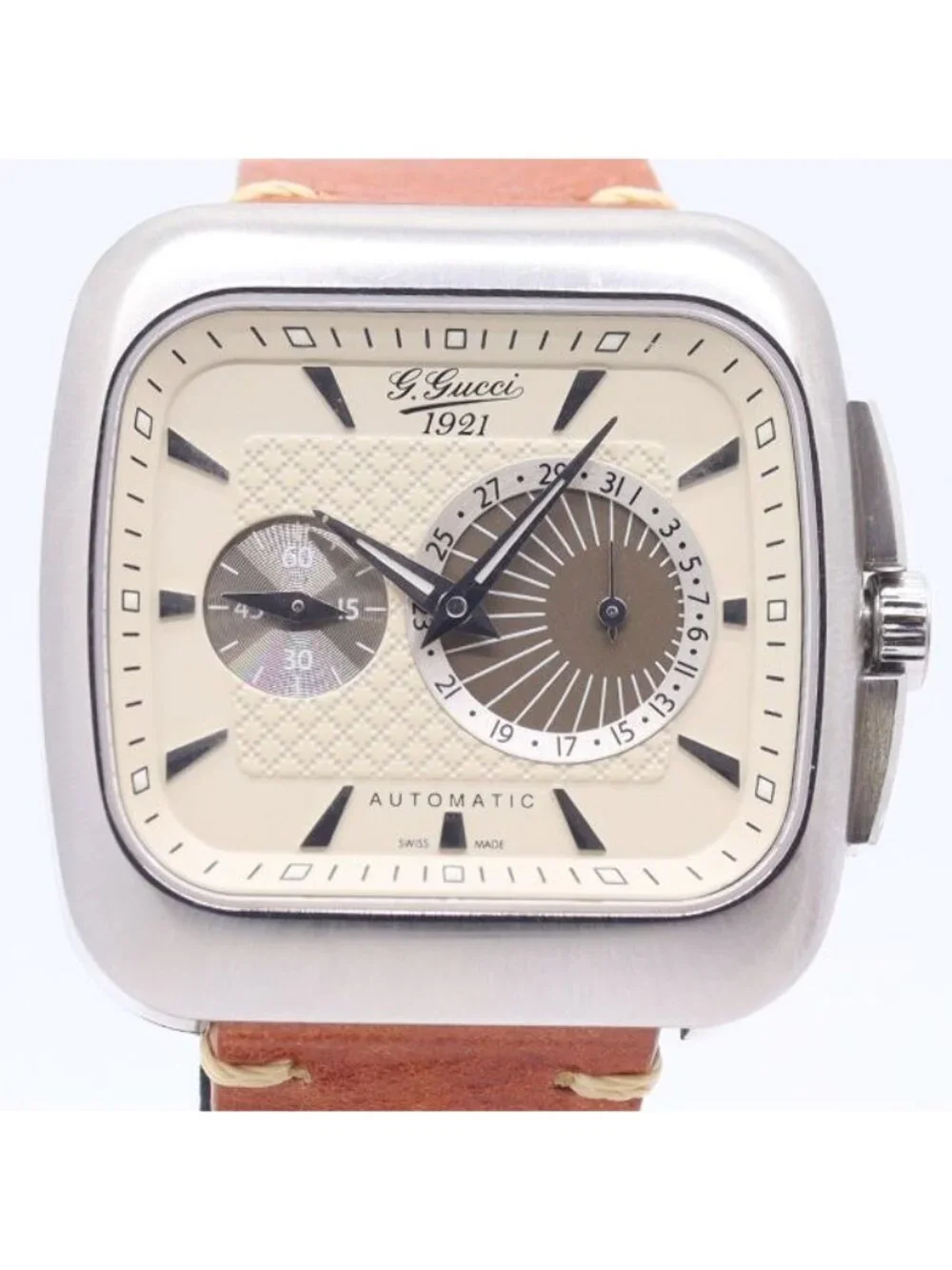 Gucci Coupe 131.3 Automatic Back Skelton Smoseco Pointer Date Ivory